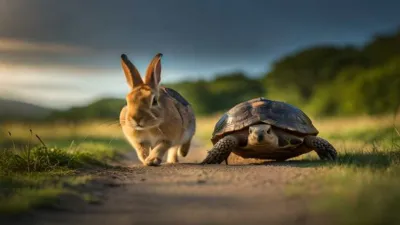 धीमी और स्थिर दौड़ - खरगोश और कछुए की कहानी The Story of Rabbit and Turtle