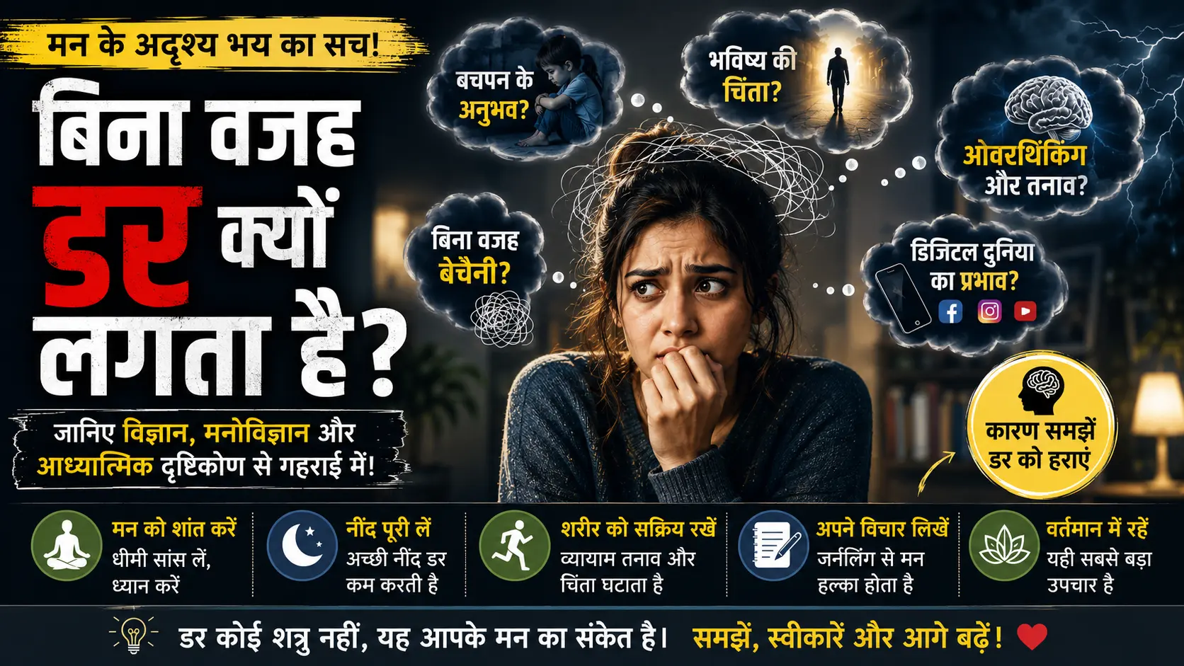 बिना वजह डर क्यों लगता है? मन के अदृश्य भय का विज्ञान, मनोविज्ञान और आंतरिक सत्य