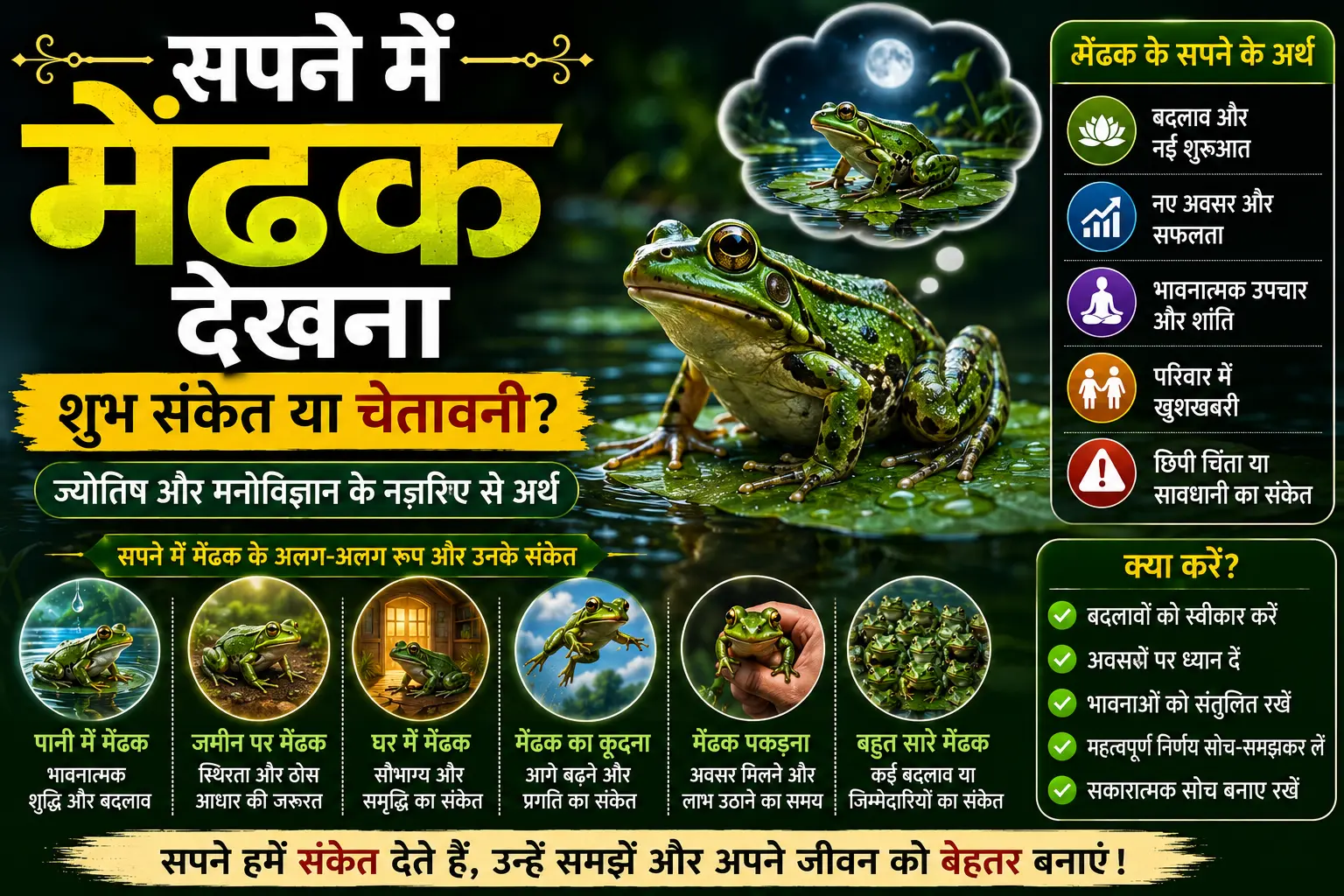 सपने में मेंढक देखना क्या संकेत देता है? जानिए शुभ-अशुभ अर्थ और पूरा मतलब