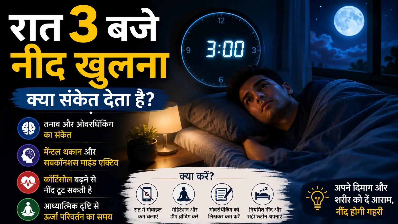 रात 3 बजे नींद खुलना क्या संकेत देता है? जानिए विज्ञान, मनोविज्ञान और आध्यात्मिक मान्यताओं का सच