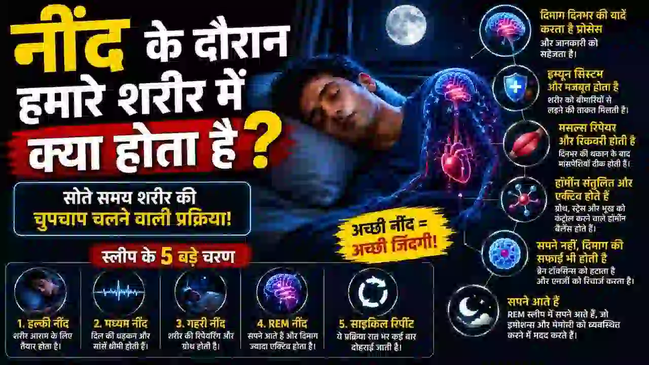 नींद के दौरान हमारे शरीर में क्या-क्या होता है? शरीर के अंदर चलने वाली रहस्यमयी प्रक्रियाएं